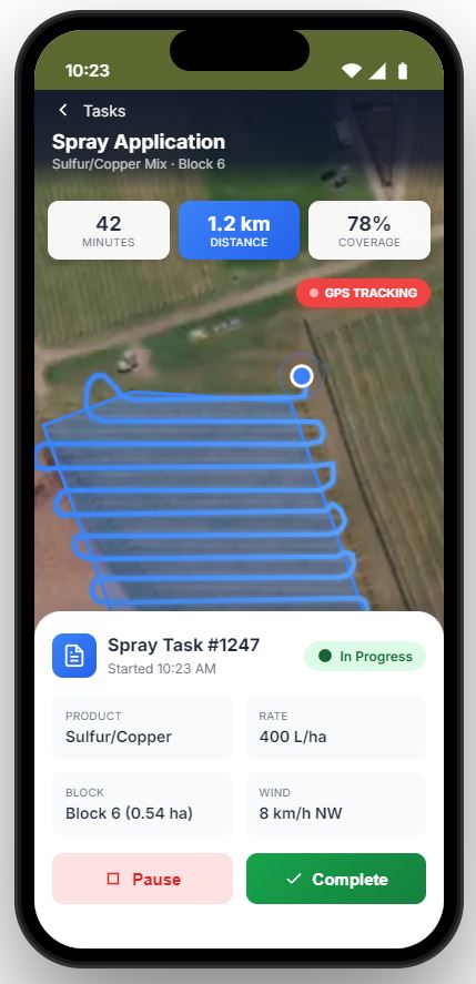GPS tracked spray task